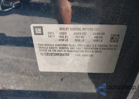 2017 Chevrolet Malibu 1Lt из США, поврежденный, VIN 1G1ZE5ST2HF264769